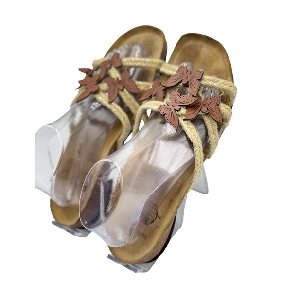 Euro Wellness Balance Womens Sandals Size 10 Butterfly Rope Leather Accents - Picture 2 of 12